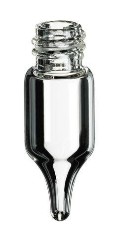 conical bottom micro vial / clear glass / threaded