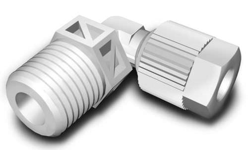 union fitting / elbow / plastic / chemical-resistant