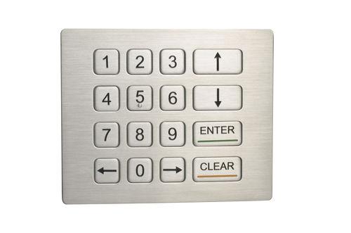 16-key keypad / panel-mount / stainless steel / compact