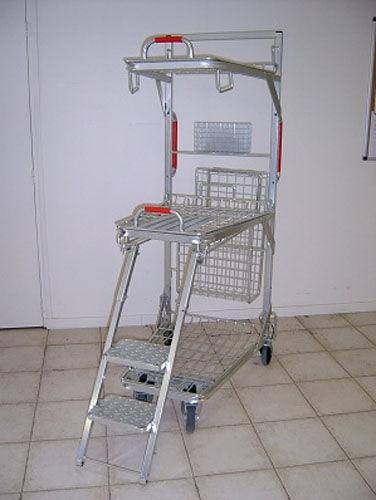 service cart / transport / wire mesh platform / 3 levels