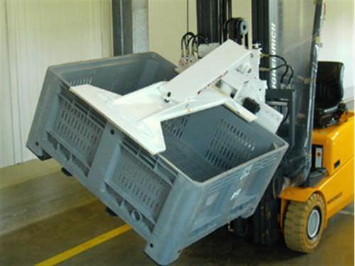 container dumper / for forklift trucks