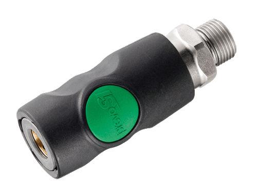 push-to-connect quick coupling / male / threaded / security