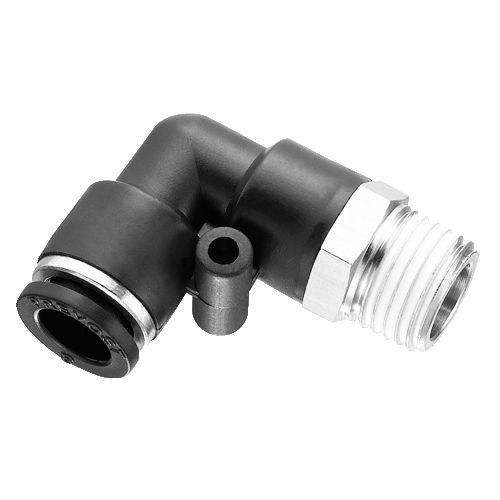 push-in fitting / male / threaded / 90° angle