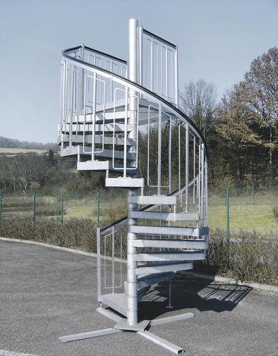 metal staircase / with landing / with security bars / spiral