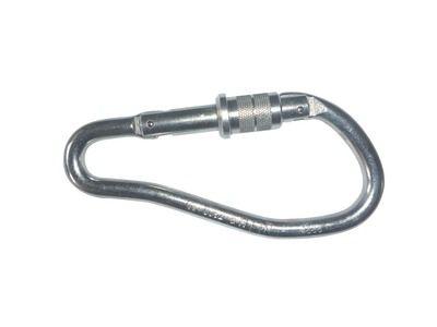 locking carabiner / zinc-plated steel / asymmetrical