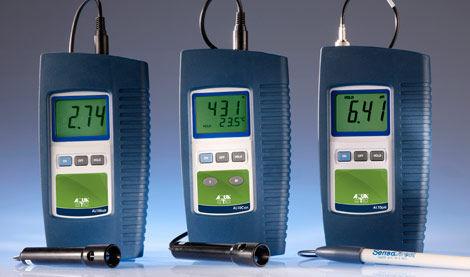 portable pH meter / process / with conductivity meter / with LCD display