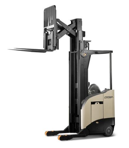 electric reach truck / side-facing seated position / with retractable forks / for medium loads