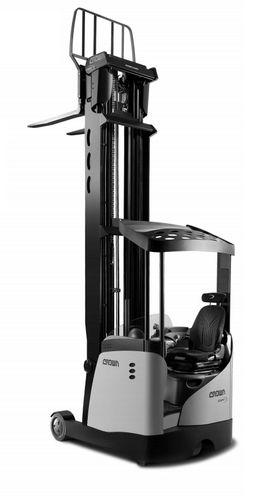 electric reach truck / side-facing seated position / for cold storage warehouse / for medium loads