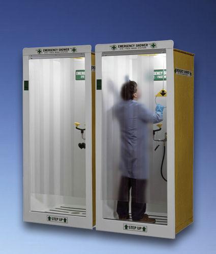 decontamination shower / floor-standing / with eyewash and face wash station