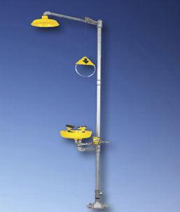 safety shower / floor-standing / for laboratory / with eyewash and face wash station