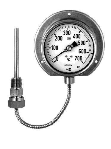 dial thermometer / gas expansion with capillary / screw-in / industrial