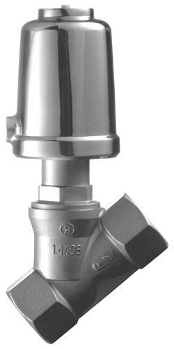 pneumatic valve / shut-off / angle seat / stainless steel