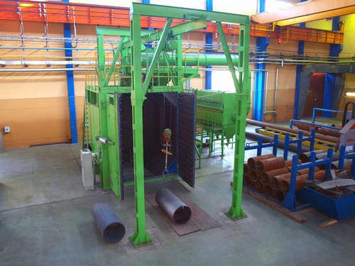 overhead conveyor shot blasting machine