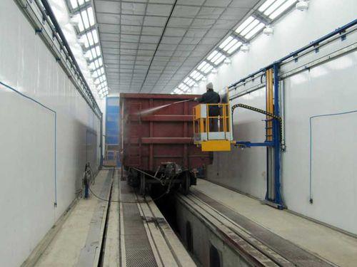 paint booth for railway applications / for degreasing